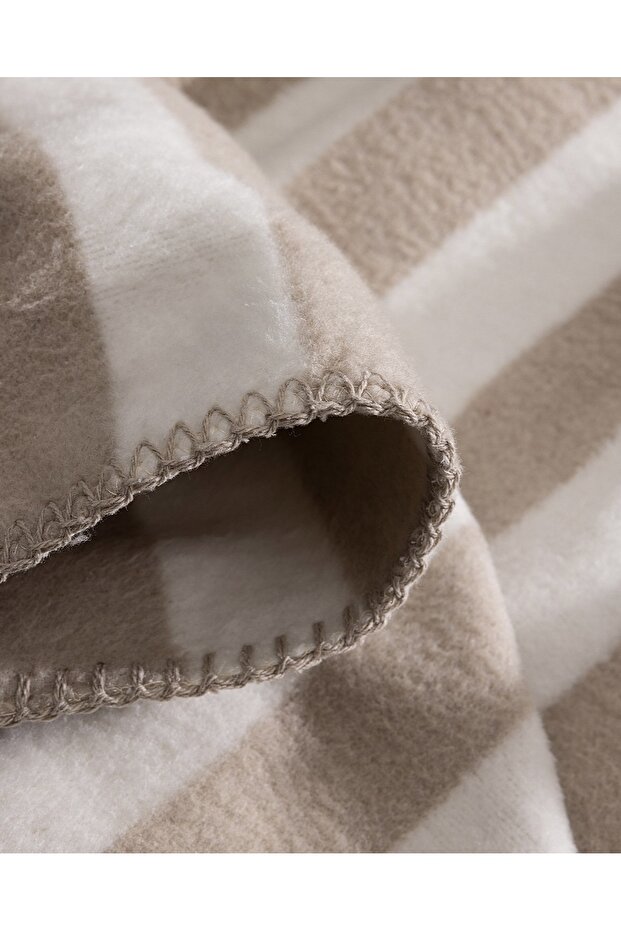Parennes Çift Kişilik Pamuklu Jakarlı Battaniye - Bej - 5