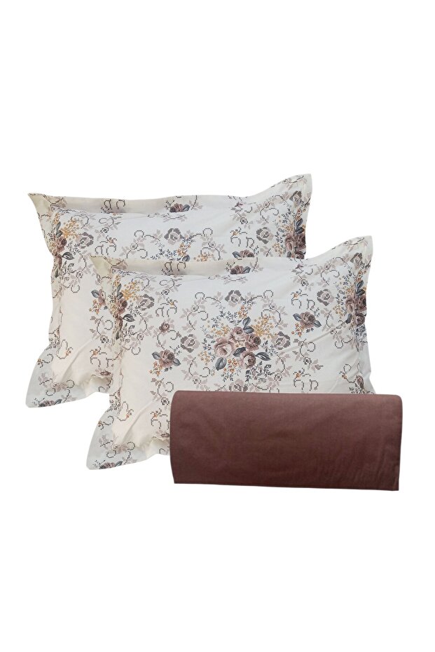 100% Cotton Double Fitted Sheet (180 X 200 X 30) with Flounce and Zipper Pillowcase