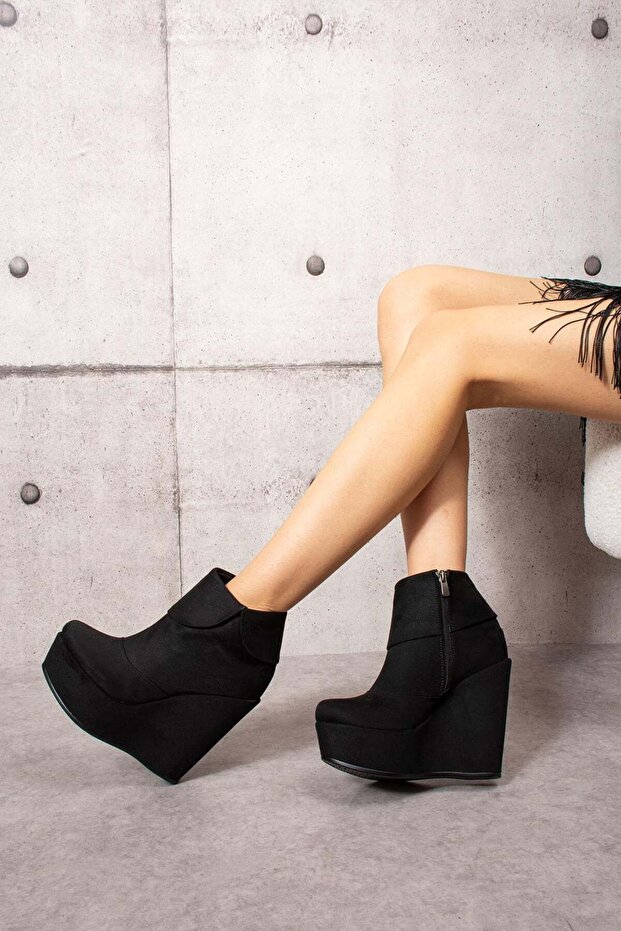 Toga Dolgu Siyah Topuklu Bot - 1