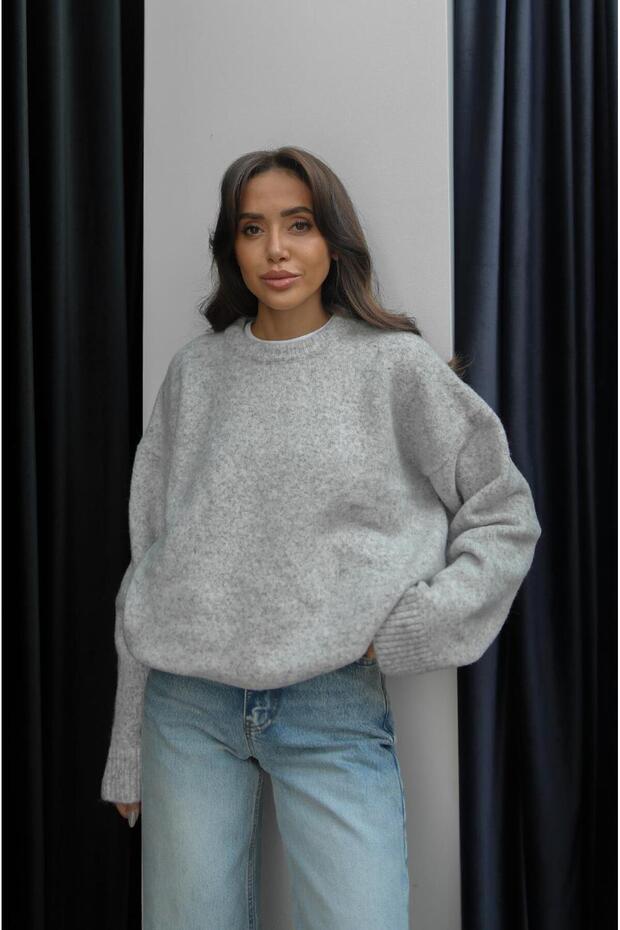 Gray Wool Blend Sweater - 1