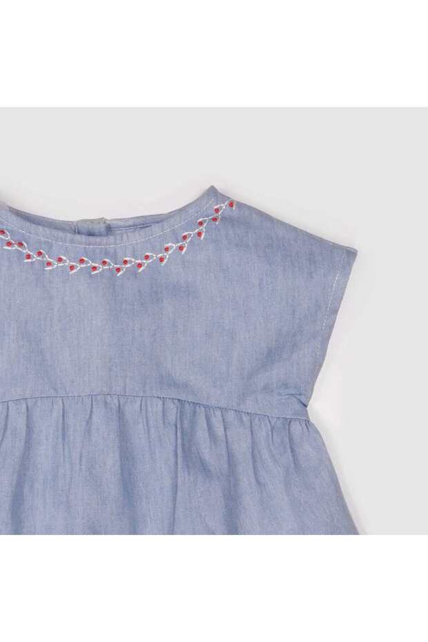 Girls Embroidered Solid Top - 3