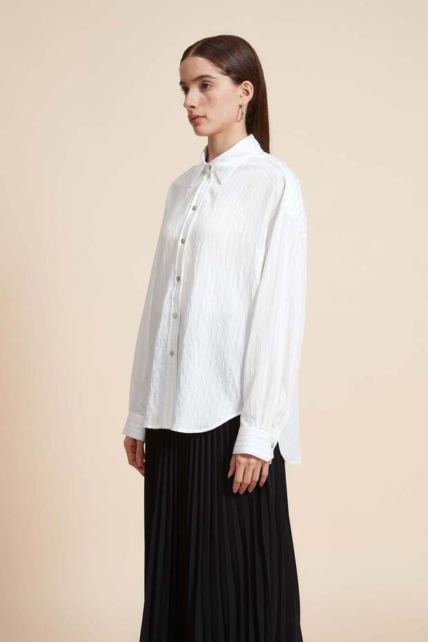 بلوزة سادة بأكمام طويلة - 2