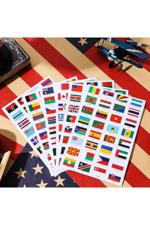 192 Countries 6 sheet 192 Countries World Flag Stickers Self-Adhesive World Country Travel Labels Fa
