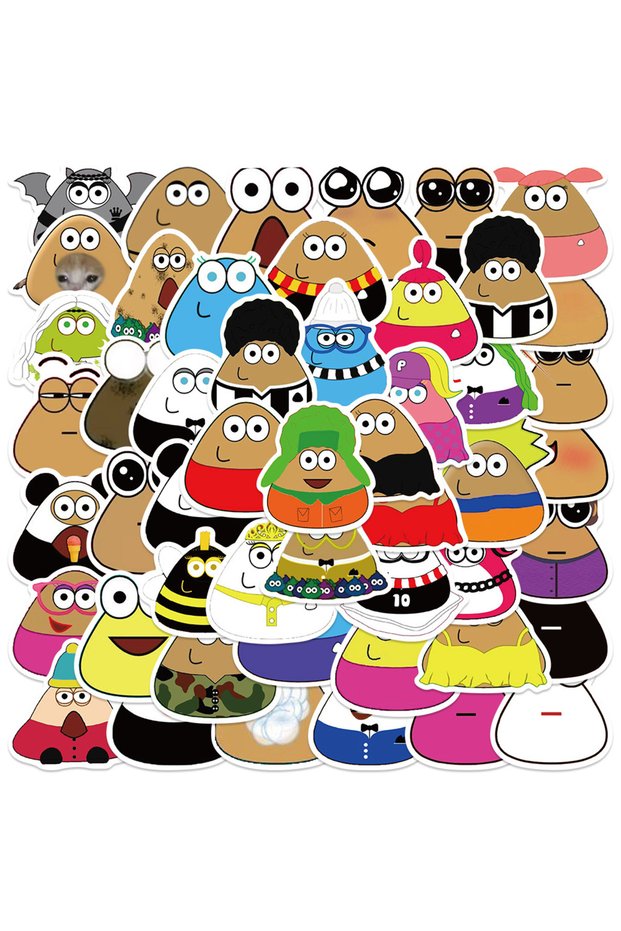 MULTICOLOR 50Pcs Cute My Pet Alien Pou Stickers Super Pou DIY Stickers Scrapbooking Phone Luggage Sk