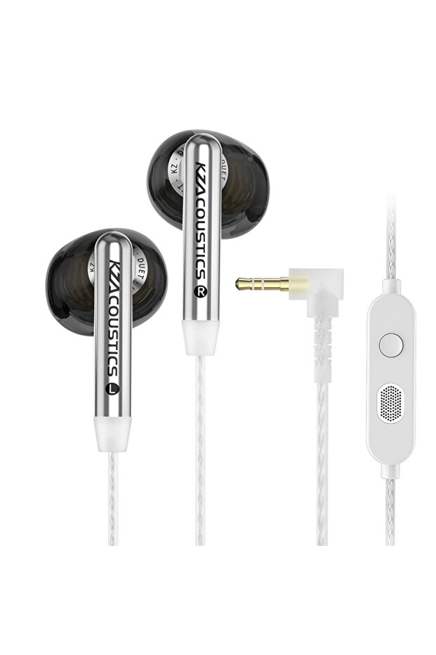 Duet Black 3.5 MIC KZ Duet Quad Core Dual Dynamic Drivers Hi-Fi Earphones In-Ear Wired Earbuds for M