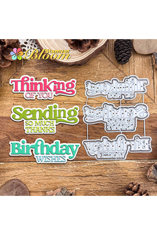Original Basic Useful Titles Words THINKING OF YOU,SENDING SO MUCH THANKS Metal Cutting Dies Scra...