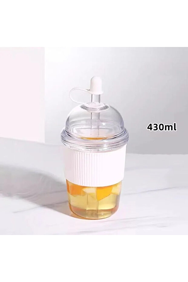 430ml White 430ML Straw Cup With Lid Bubble Boba Tea Cups Large Capacity Tea Coffee Milk Cup Ins Sty