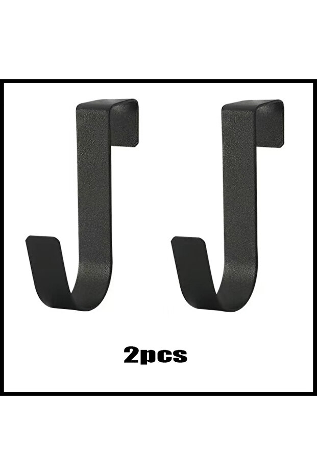 black 2pcs Multi-Purpose Hooks Kitchen Cabinet Door Back Hook Hanging Rack Clothes Coat Hat Towel Ha