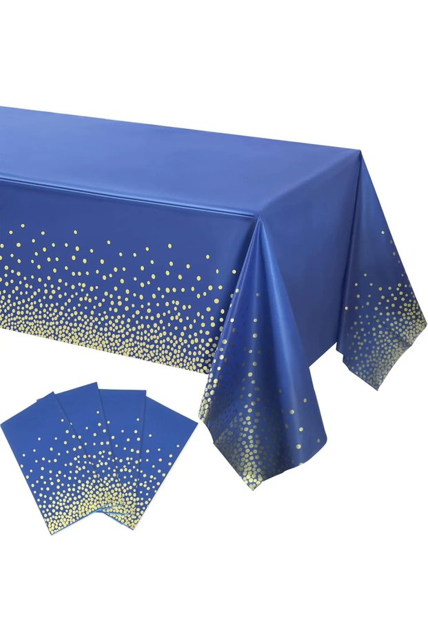 1pcs tablecloth Blue Black Gold Party Decorations Blue and Gold Disposable Tableware Set Paper Plate