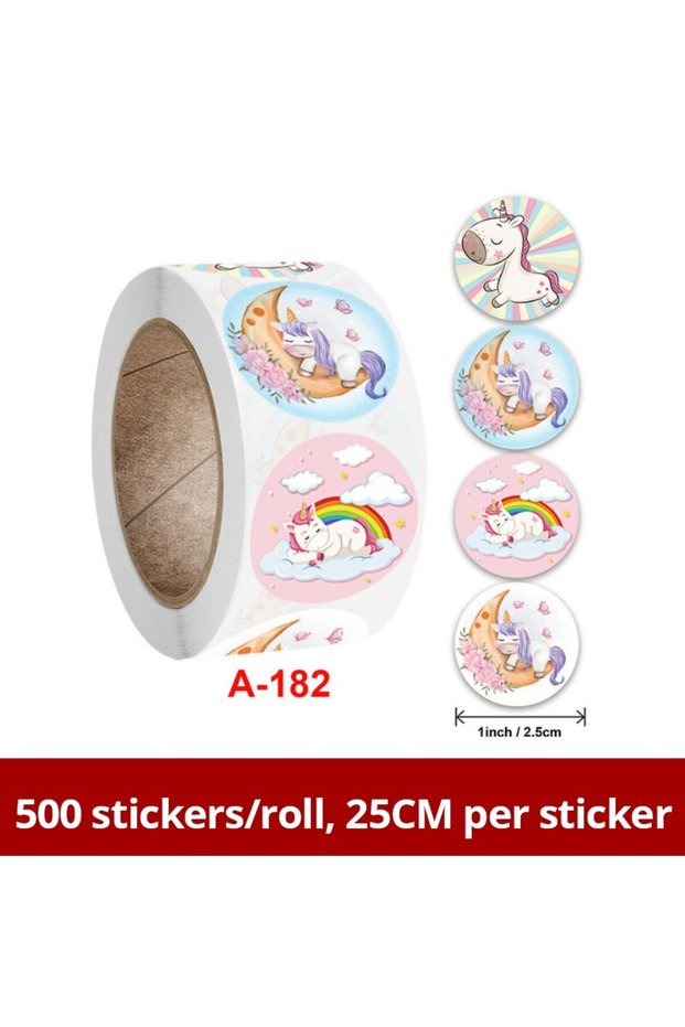 500Pcs Unicorn A 500pcs Cartoon Unicorn Sticker Kids Reward VintageSticker Gift Decoration Label Tea