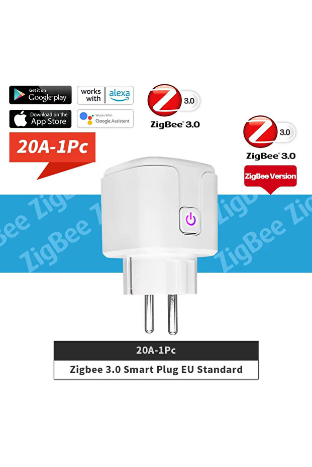 مقبس ذكي 20A ZigBee 3.0 Tuya Zigbee/Wifi EU16A/20A Smart Plug مع مراقبة الطاقة Smart Life A - 1
