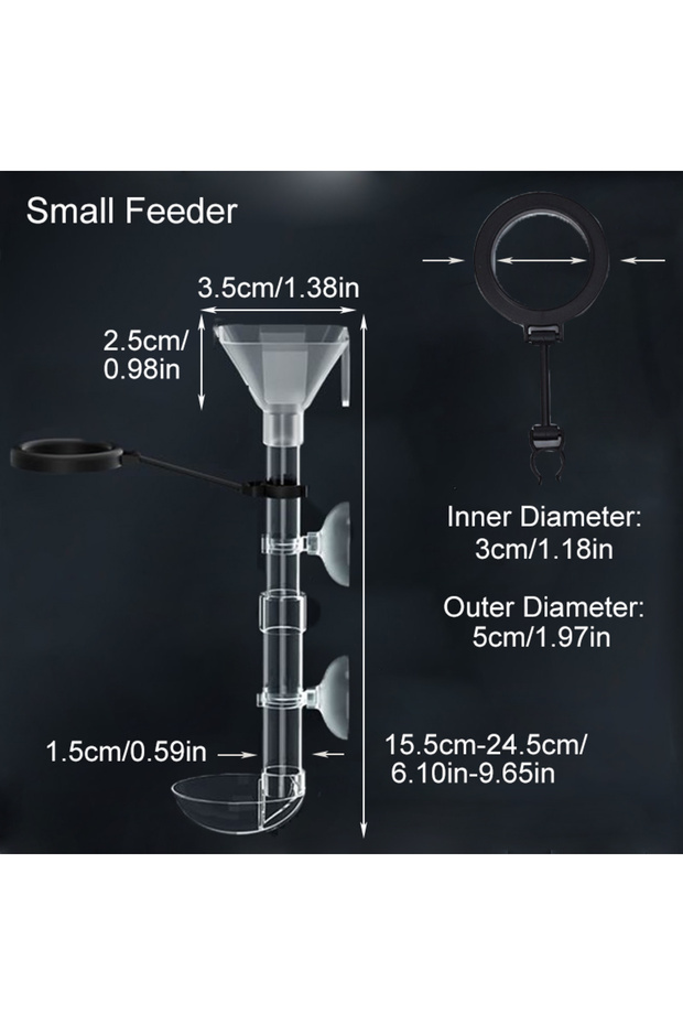 Small Acrylic Aquarium Fish Feeder Transparent Tube Telescopic Multifunctional Fish Tank Food Dispe