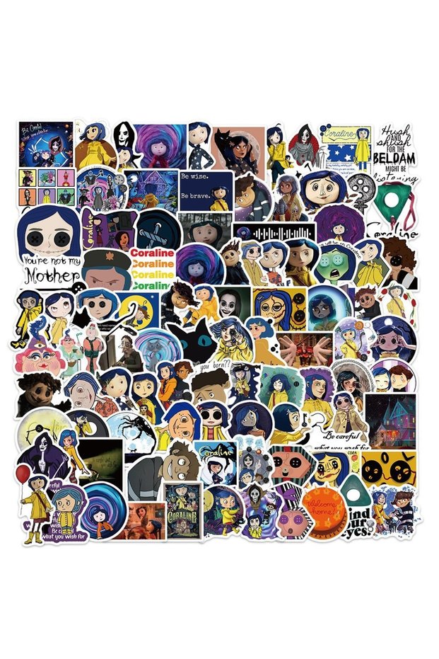 100pcs 100Pcs Animated Horror Movie Coraline & the Secret Door Stickers Phone Scrapbook Suitcase Car