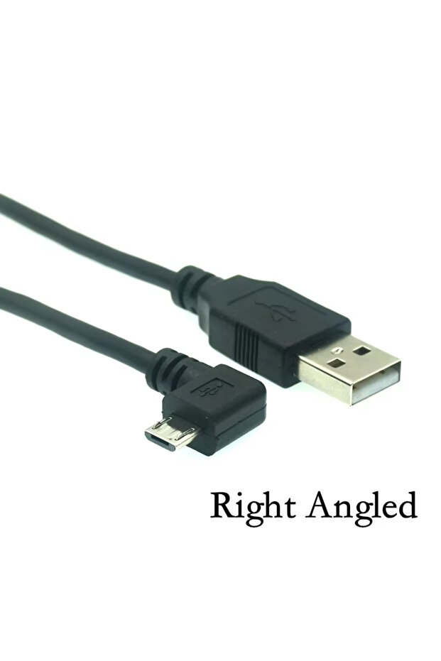 موصل شحن بيانات USB ميكرو USB ذكر إلى USB ذكر بزاوية 90 درجة 25 سم يمينًا وأعلى وأسفل يسارًا ويمينًا