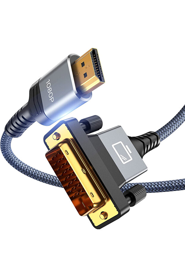 كابل محول ومحول ثنائي الاتجاه من HDMI إلى DVI باللون الرمادي بطول 1 متر مناسب لأجهزة الكمبيوتر المحمولة وأجهزة الكمبيوتر المكتبية وأجهزة PS4