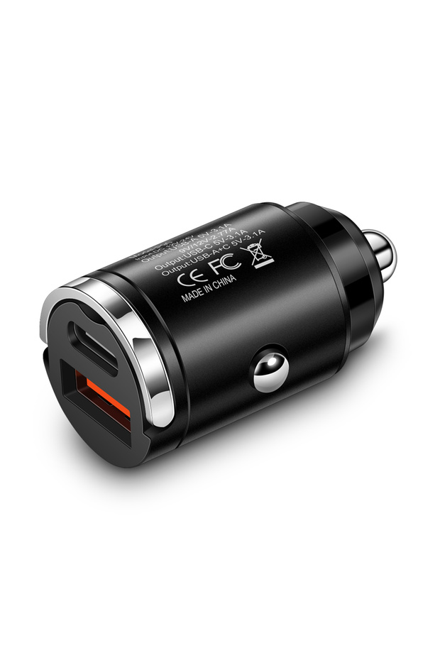 شاحن سيارة سريع الشحن مزود بحلقة سحب QC PD بقوة 100 وات أسود اللون، محول شاحن هاتف سيارة USB C لأجهزة iPhone