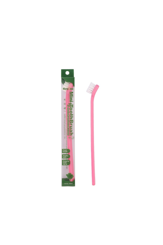 Pink Vet Recommended Dog Toothbrush - Micro Head Teeth Cleaning Tool for Small Mouth Dogs Cats, 360°