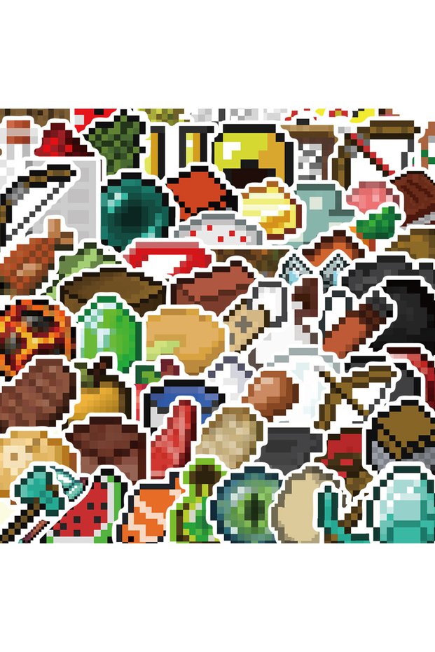 70PCS 50Pcs My World Material Stickers Set Waterproof Cartoon Decals for Laptop Phone Suitcase Guita