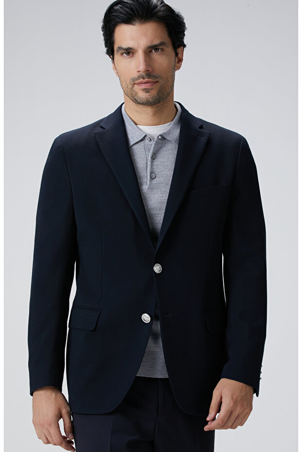 Siyah Armürlü Blazer Ceket - 2