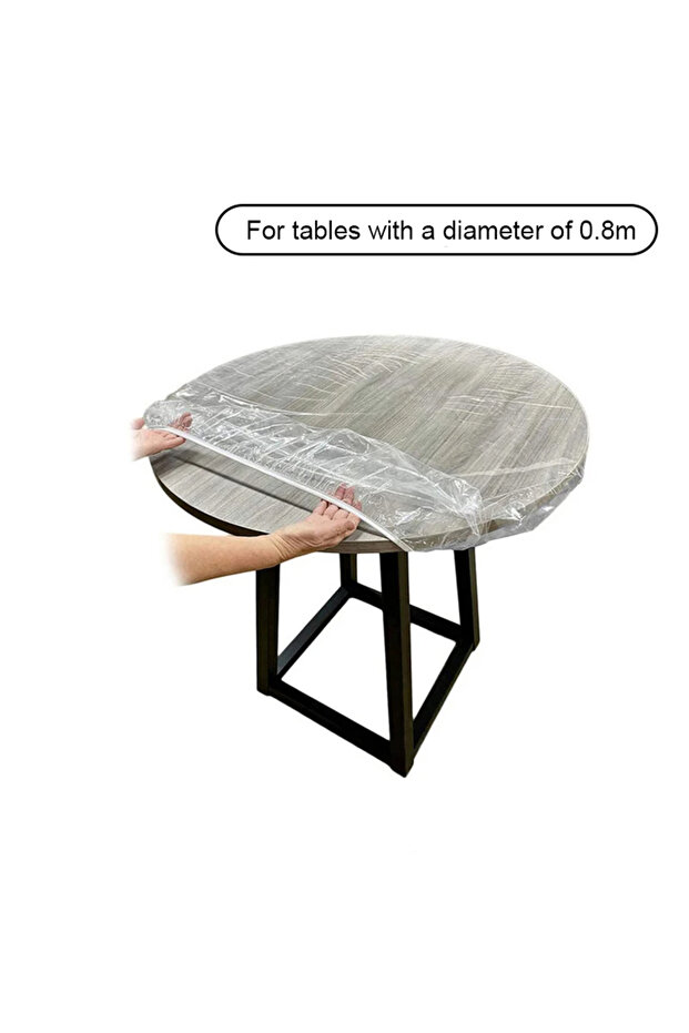 0.8m 10 Pcs 0.8/1/1.2/1.4M Disposable Fitted Round Tablecloth Transparent Waterproof Oil-Proof Dinni