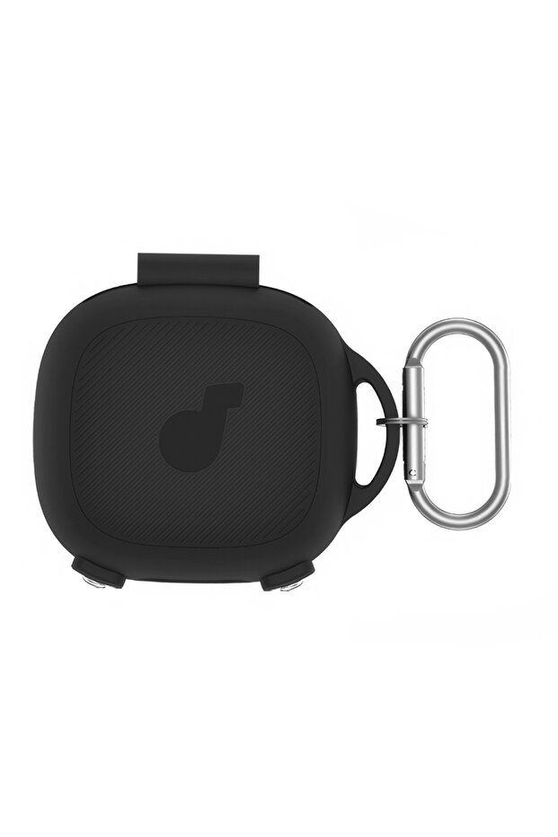black Silicone Case Cover with Carabiner Protective Skin Case Shockproof Earbuds Case Cove