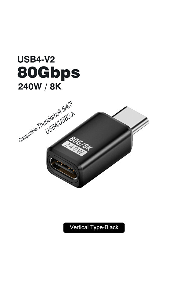 80Gbps Vertical Type USB4 V2 90 Degree Type C Angle Adapter 80Gbps Thunderbolt 5 4 3 Elbow Adapter 2
