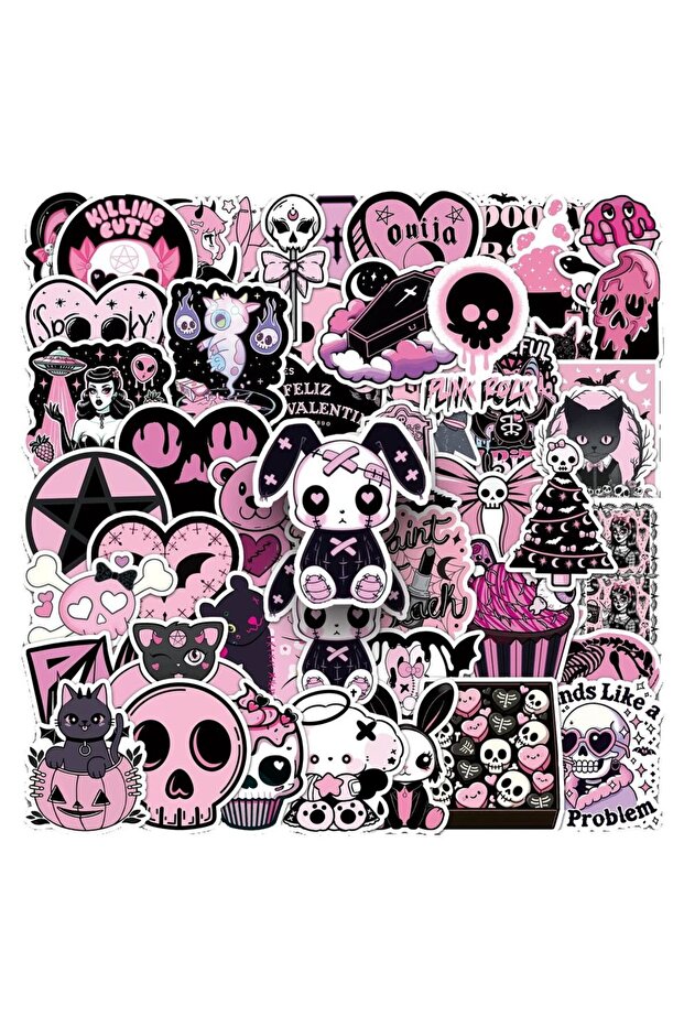 MULTICOLOR 50PCS Kawaii Pink Halloween Ghost Skull Pumpkin Stickers Notebook Guitar Skateboard Water