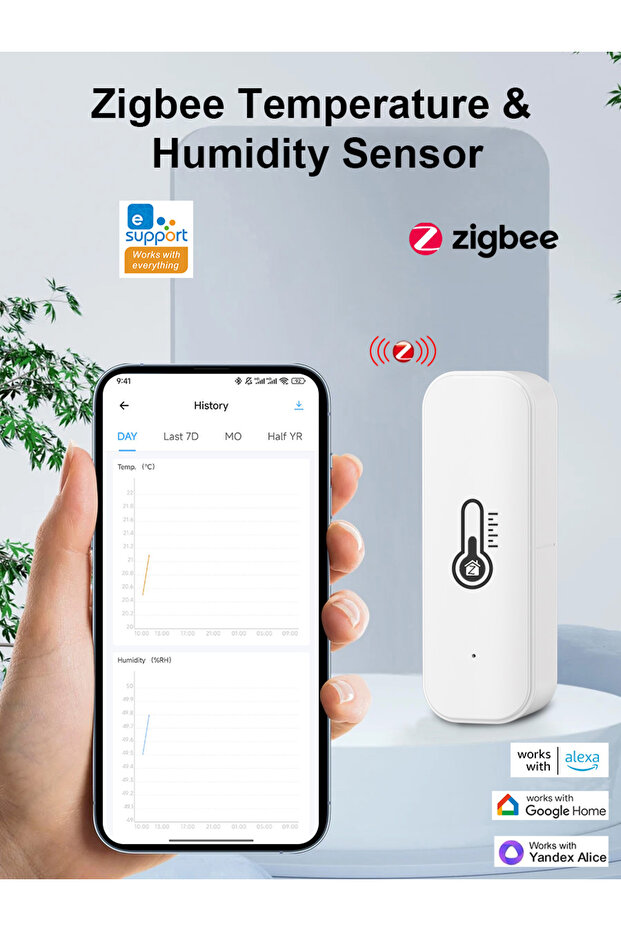 WHITE Ewelink ZigBee Smart Temperature Humidity Sensor Battery Powered APP Control Thermometer Hygro - 7
