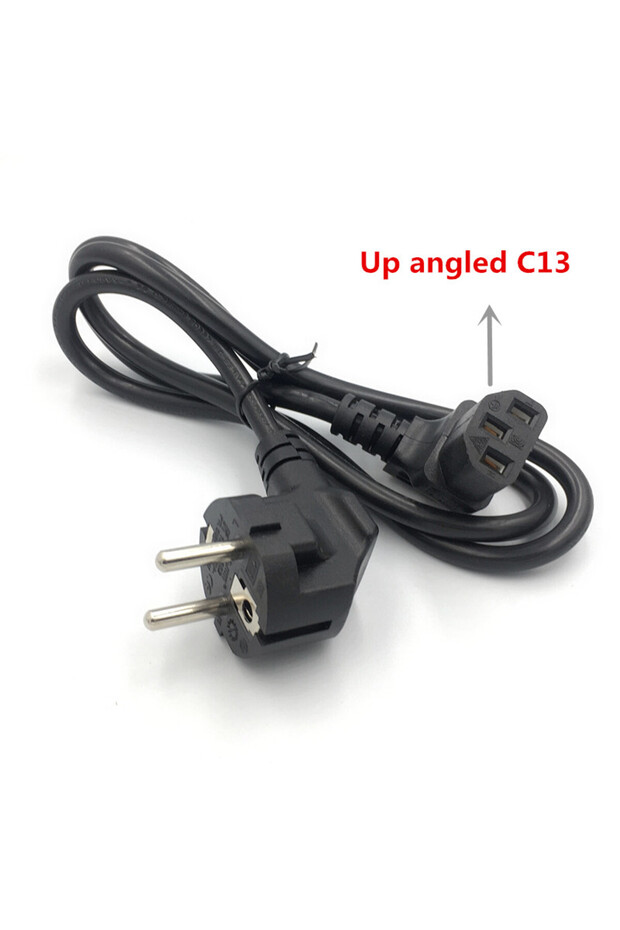 كابل توصيل أوروبي C13 بزاوية لأعلى ولأسفل، كابل طاقة كمبيوتر IEC C13، سلك تمديد بطول 1 متر، كابل طاقة أوروبي