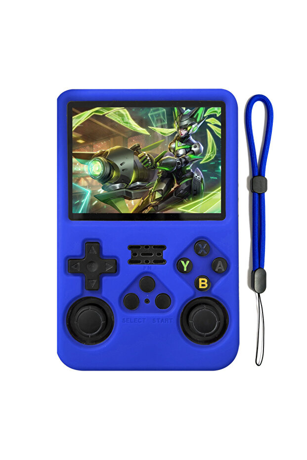 جراب حماية أزرق لجهاز R36S من السيليكون جراب ناعم للحماية من السقوط بزاوية 360 درجة لجهاز R36s Handheld Game Co