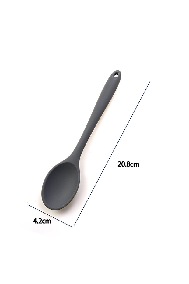 M I Dark Grey For Better Life 1Pc Soft Silicone Spoon Stirring Long Handle Tableware Cooking Utensi