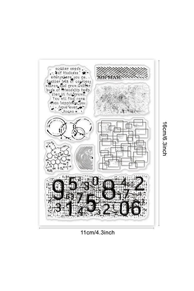 AECH-23253 Background Clear Stamps Number Fingerprint Airmail Silicone Stamp Film Frame Transparent