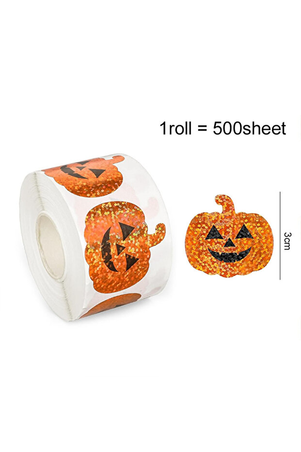 1roll ghost sticker 500sheet/roll Halloween Laser Stickers Cute Pumpkin Ghost Style Party Favors Fes