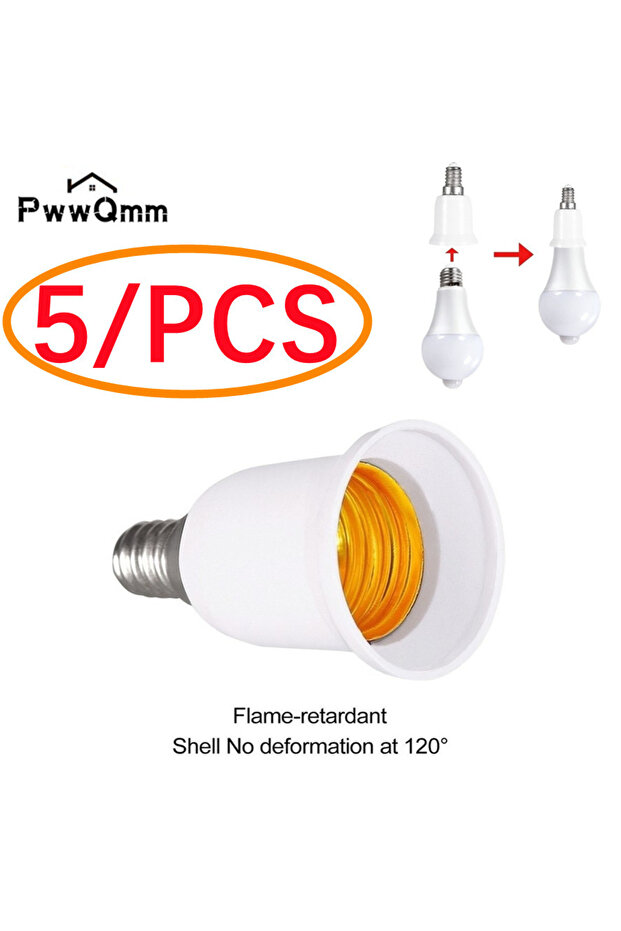 PwwQmm E14 to E27 Lamp Holder Converter Fireproof Socket Base Converters 220V Light Bulb Adapter ... - 1