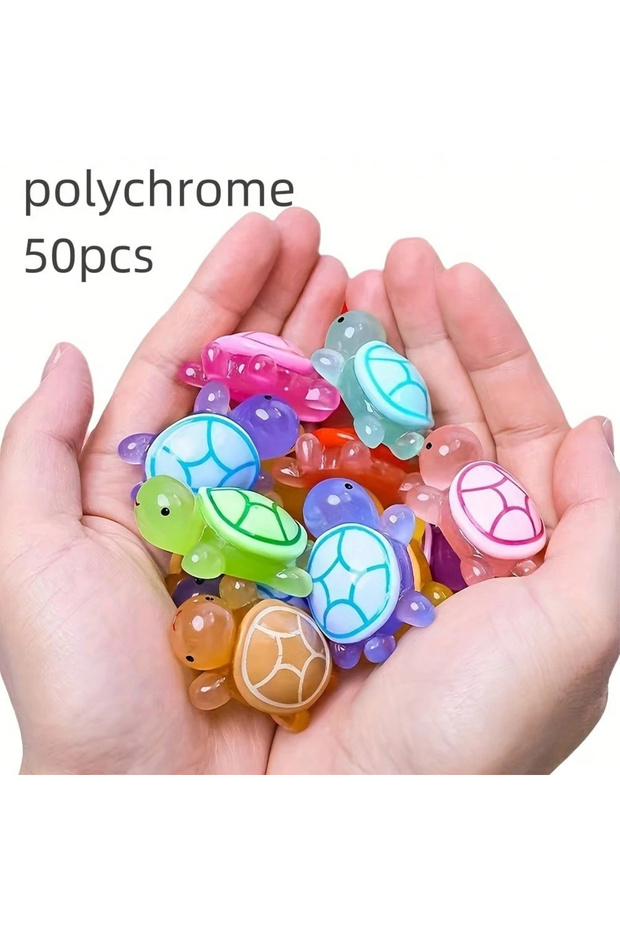 50Pcs 100Pcs Glow-In-The-Dark 3D Turtle Figurines - Colorful, Translucent Plastic Decorations for DI