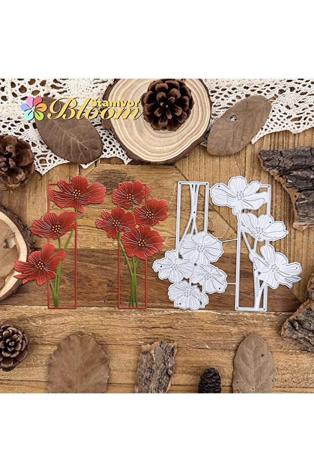 Original Beautiful Flowers Poppies Square Frames Metal Cutting Dies Scrapbooking Decorative Embos...