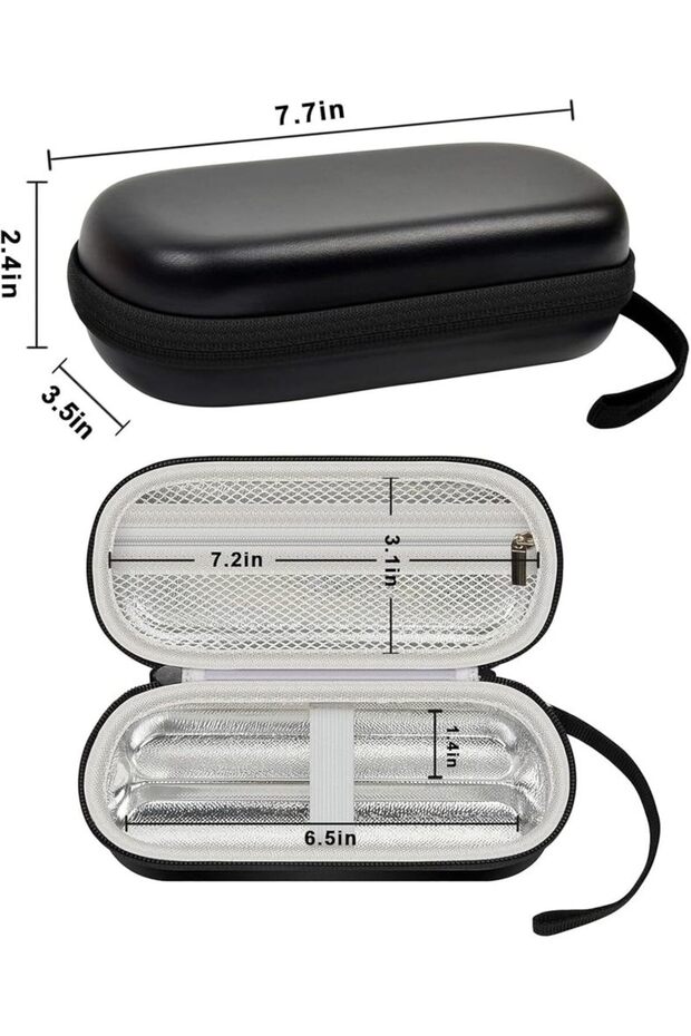 Black Epipen Medical Carrying Case, Travel Medication Organizer Bag for 2 Epipens or Auvi-Q, Inhaler