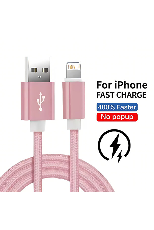 3m Pink USB Charge Cable For iPhone 11 12 mini 13 14 Pro Max X XR XS Max 6 6S 7 8 Plus SE Fast Charg