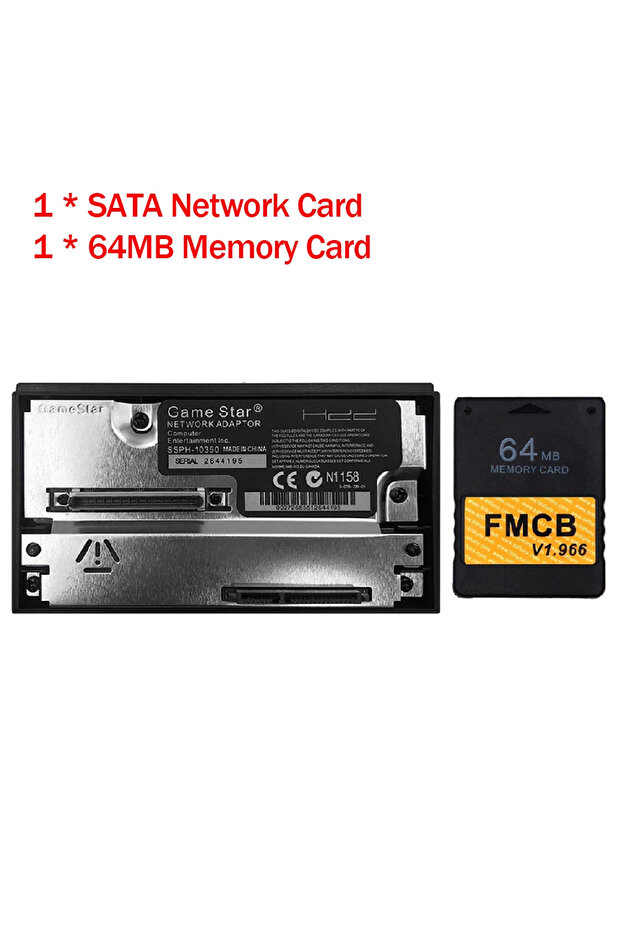 SATA 64MB Set SATA Interface Network Card Adapter w/Free McBoot V1.966 FMCB Memory Card for PS2 Cons - 1