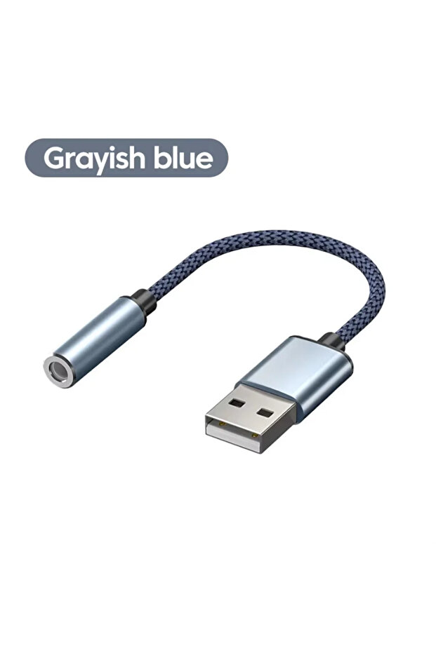 محول صوت USB إلى 3.5 ملم باللون الرمادي، محول USB-A إلى 3.5 ملم TRRS، محول USB إلى مقبس صوت خارجي لسماعات الرأس