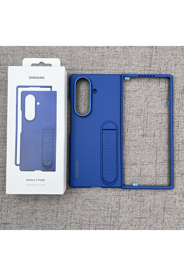 غلاف هاتف فاخر قابل للطي باللون الأزرق لهاتف Galaxy Z Fold 7، متوافق مع Z Fold 7 و6 وFold 7، مصنوع من السيليكون غير اللامع.