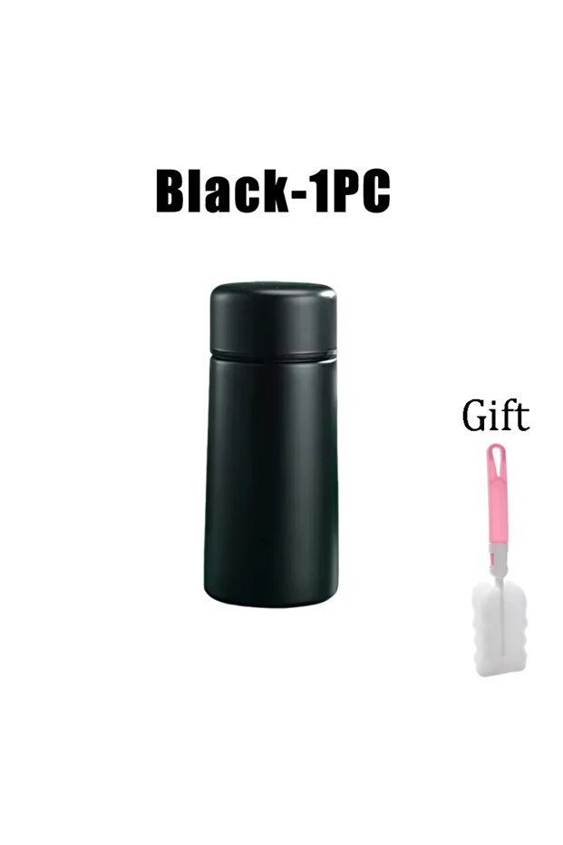 Black-1PC 160ml Portable 160ml Mini Pocket Cup 304 Stainless Steel Thermos Cup Creative Gift Cup in