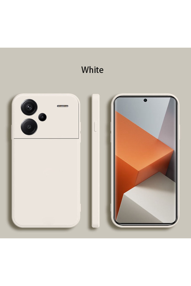 جراب سيليكون سائل مربع مربع الشكل لهاتف Redmi Note 13 Pro Plus 5G باللون الأبيض، متوافق مع Redmi Note 13 Pro + 5G.