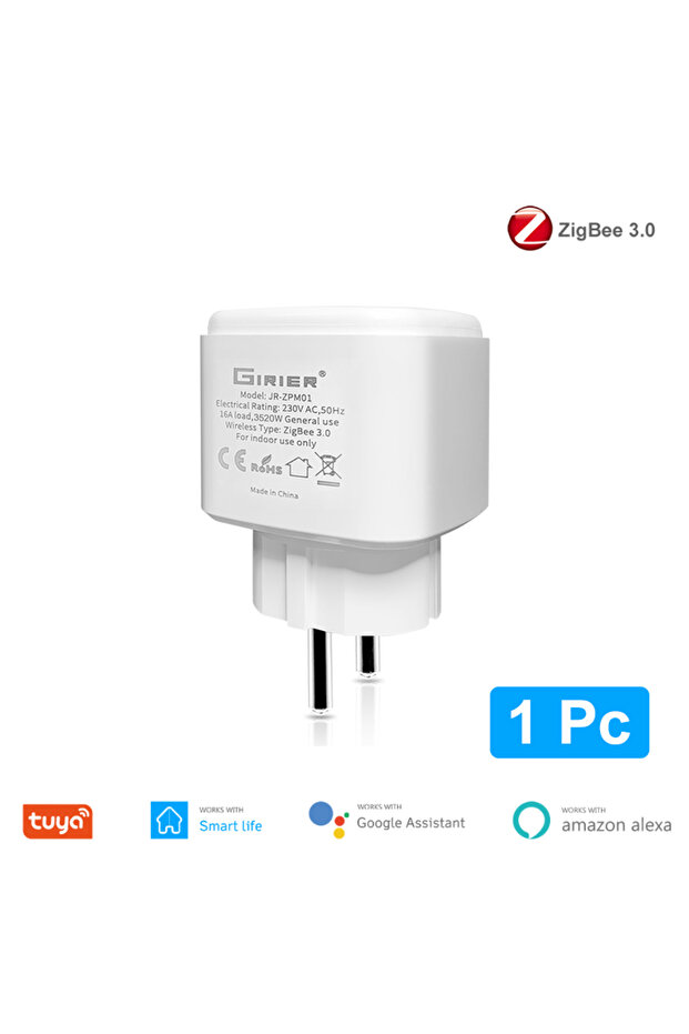 Smart Plug EU GIRIER Smart Power Plug 16A ZigBee Smart Home Outlet Socket EU with Energy Meter Funct - 1