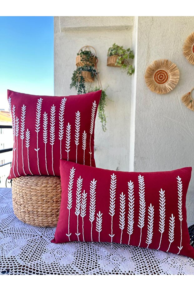 Panch Punch 2-Piece Set Wheat Model Borda Color Cushion Cover Handmade 43X43 (30X50)