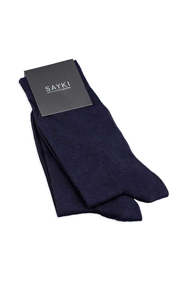 Lacivert İkili Bambu Soket Çorap - 1
