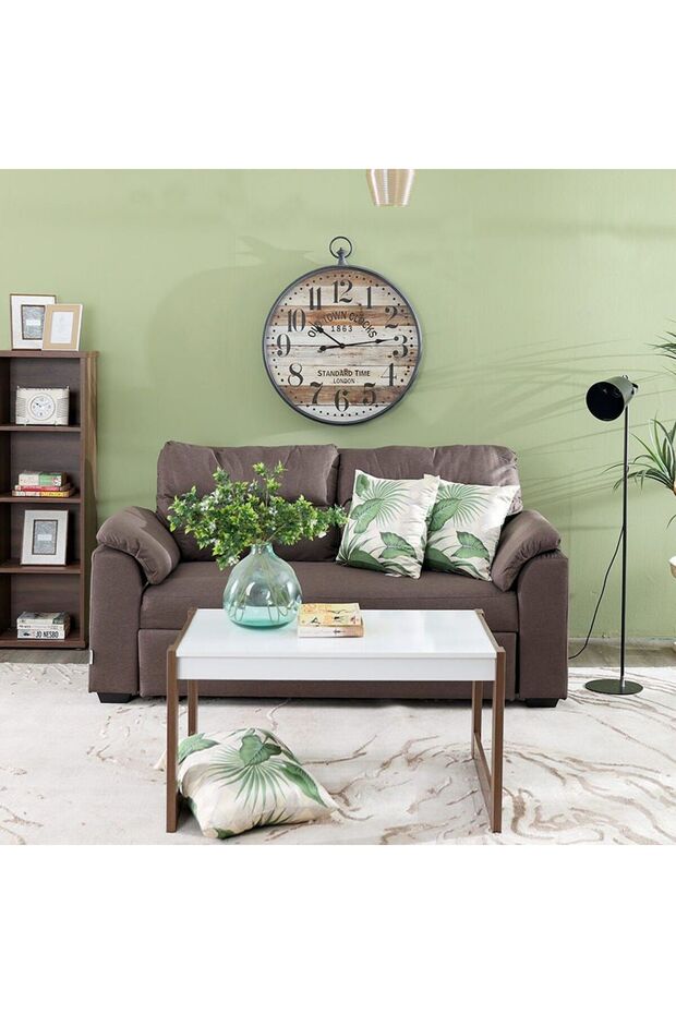 Balmond 3-Seater Fabric Sofa Bed - Brown, Stylish & Durable Sofa for Living Room, 172x100x88cm