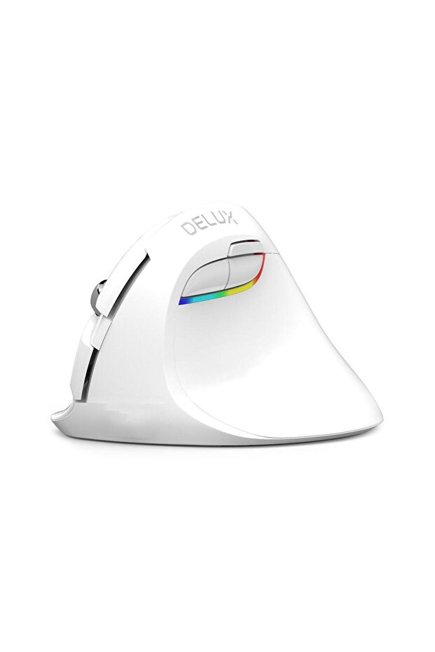 M618 mini wireless and bluetooth mouse for left-handed users, 4000 DPI, RGB lighting, 5 buttons, White - 4