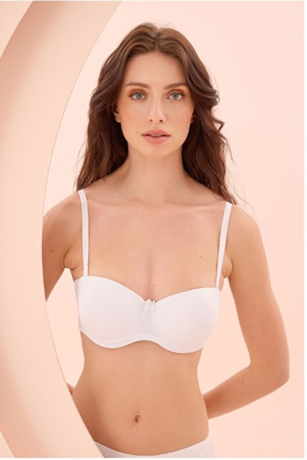 3520 Supported Strapless Elastane Micro Padded Bra White - 1