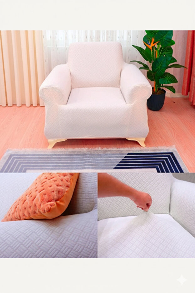 غطاء كرسي فردي من الجاكار بنمط السلة - 1